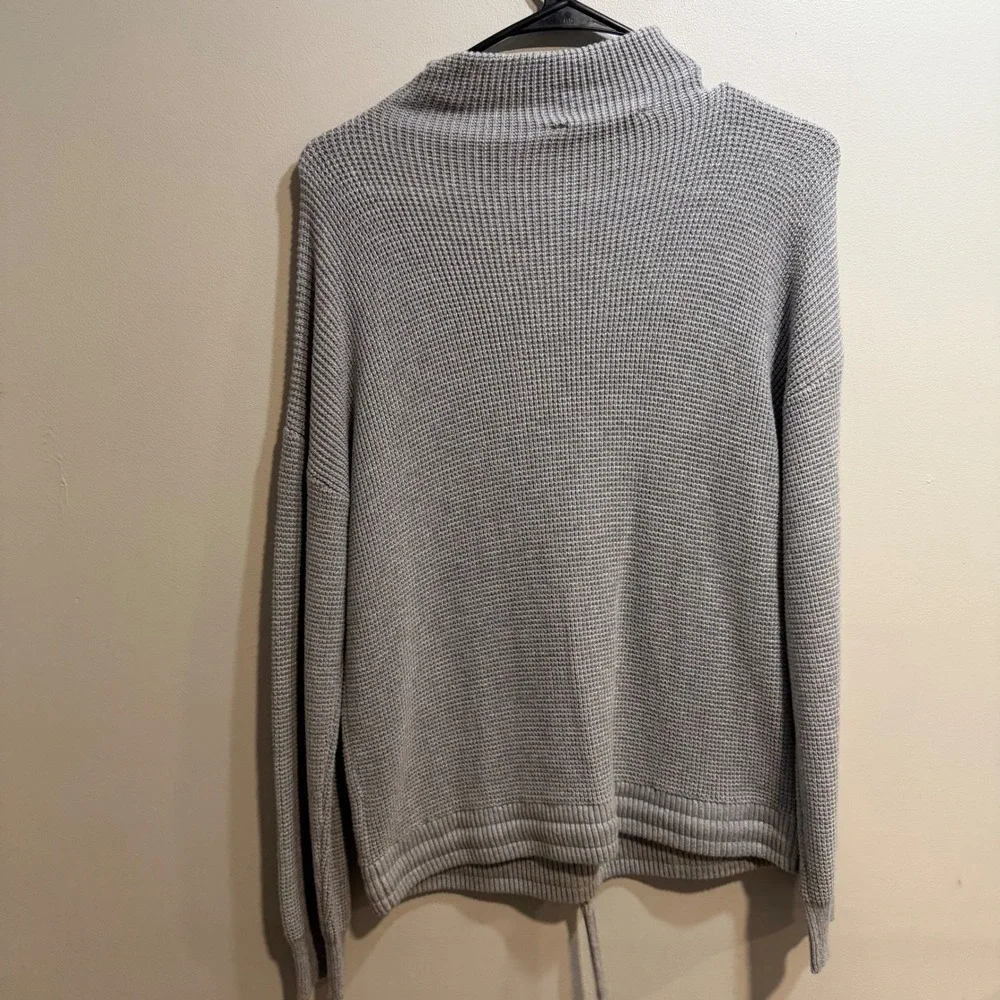 Michael‎ Kors Womens Gray Waffle Knit Mock Neck Kangaroo Pocket Sweater Size M
